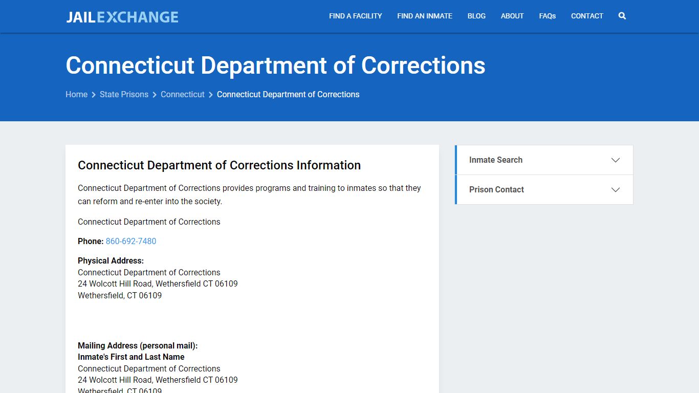 Connecticut Department of Corrections Inmate Search, CT - Jail Exchange